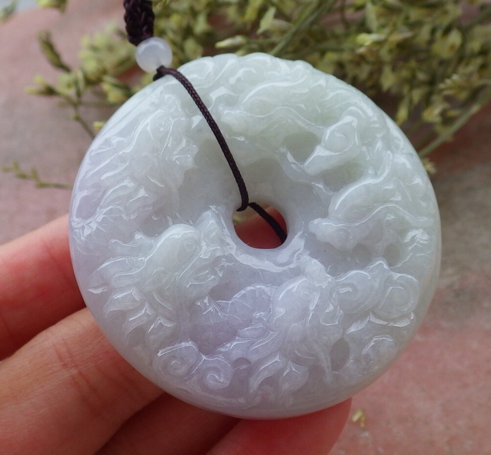 Certified Green Burma Natural A Jade jadeite pendant 9 Dragon Circle 九龙戏珠 592292