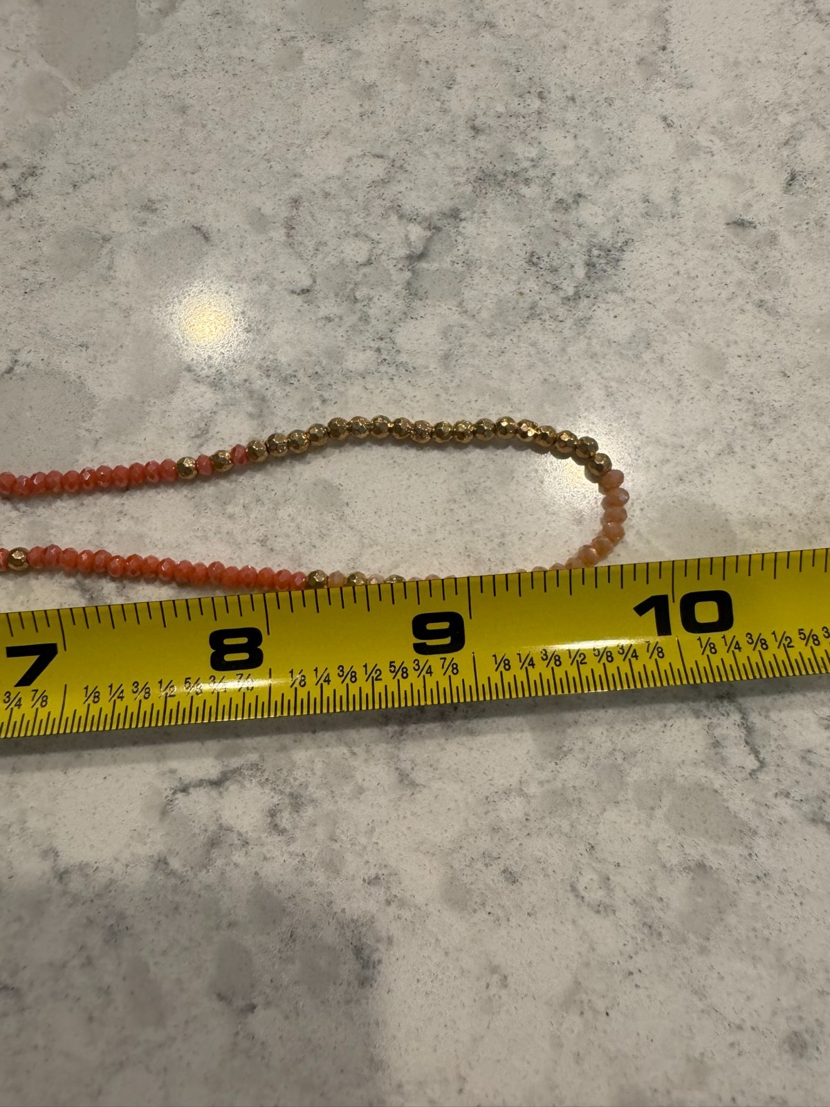 Gold Salmon Pink Crystal Beaded Stretch Necklace or Bracelet