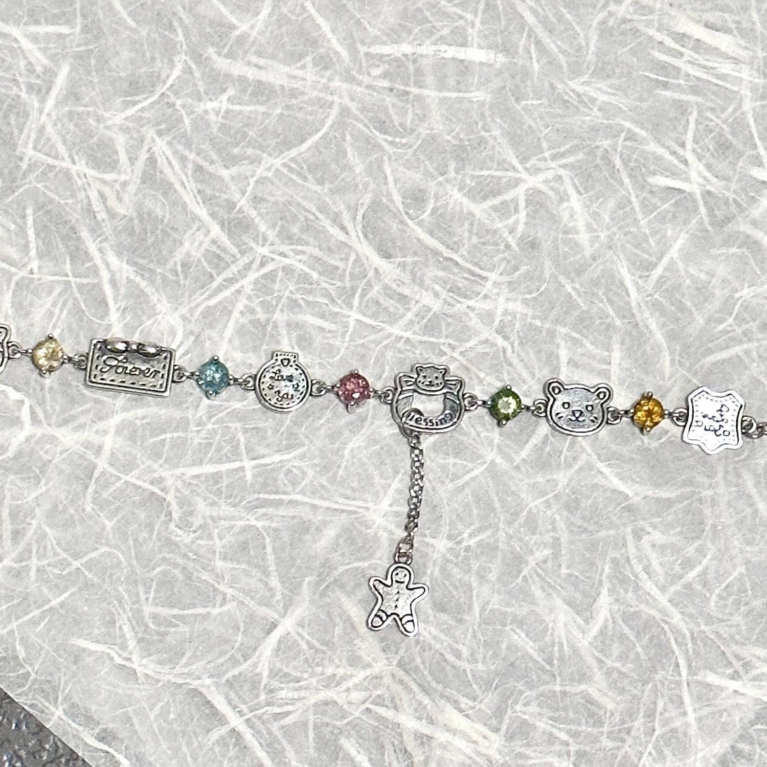 1Pcs Simulated Cubic Zirconia Gingerbread Bear Bracelet, Cute Pendant Gift