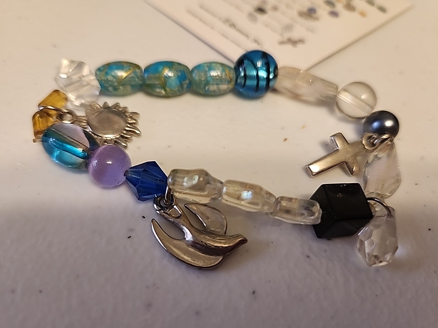 Memorial Prayer Beaded Bracelet Sunlight, Bird, Stars, and Cross by Roman Inc.