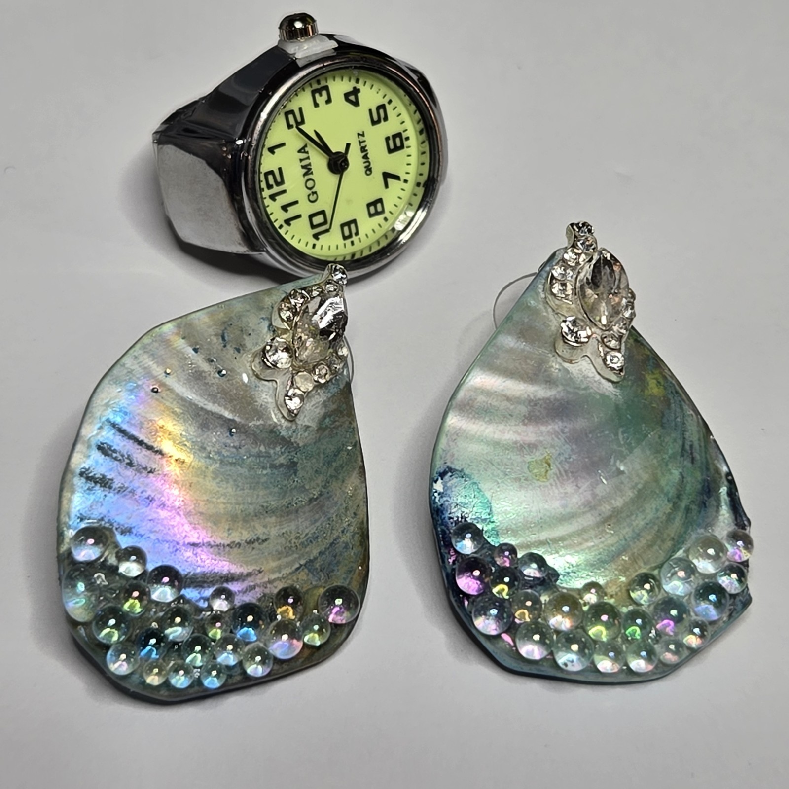 Earrings Stud Dangle Drop Multicolor Shell Rhinestone Teardrop Marquise Fashion