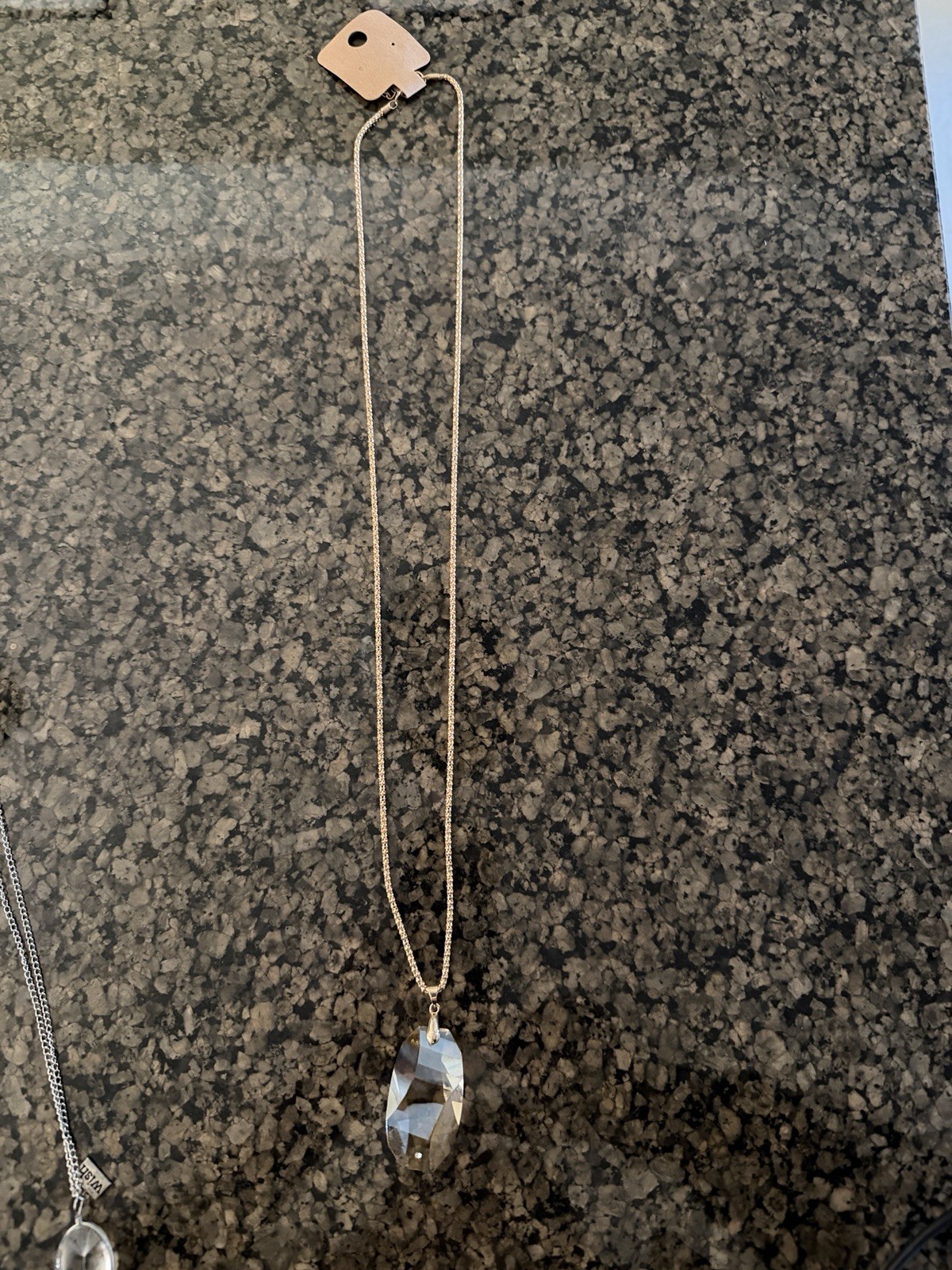 Necklace Citrine Color Crystal Pendant Necklace with 32 In. Gold Tone Chain New