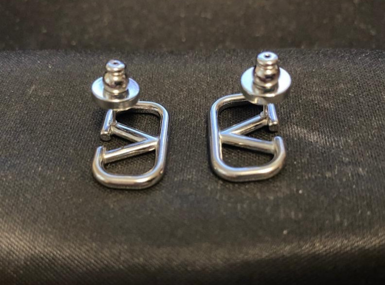 Women’s Pre Loved Valentino V Earrings V Logo Silver.