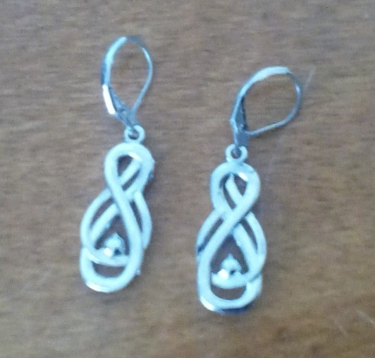 Blue and White Cubic Zirconia Infinity Shaped Earrings New Without Tags