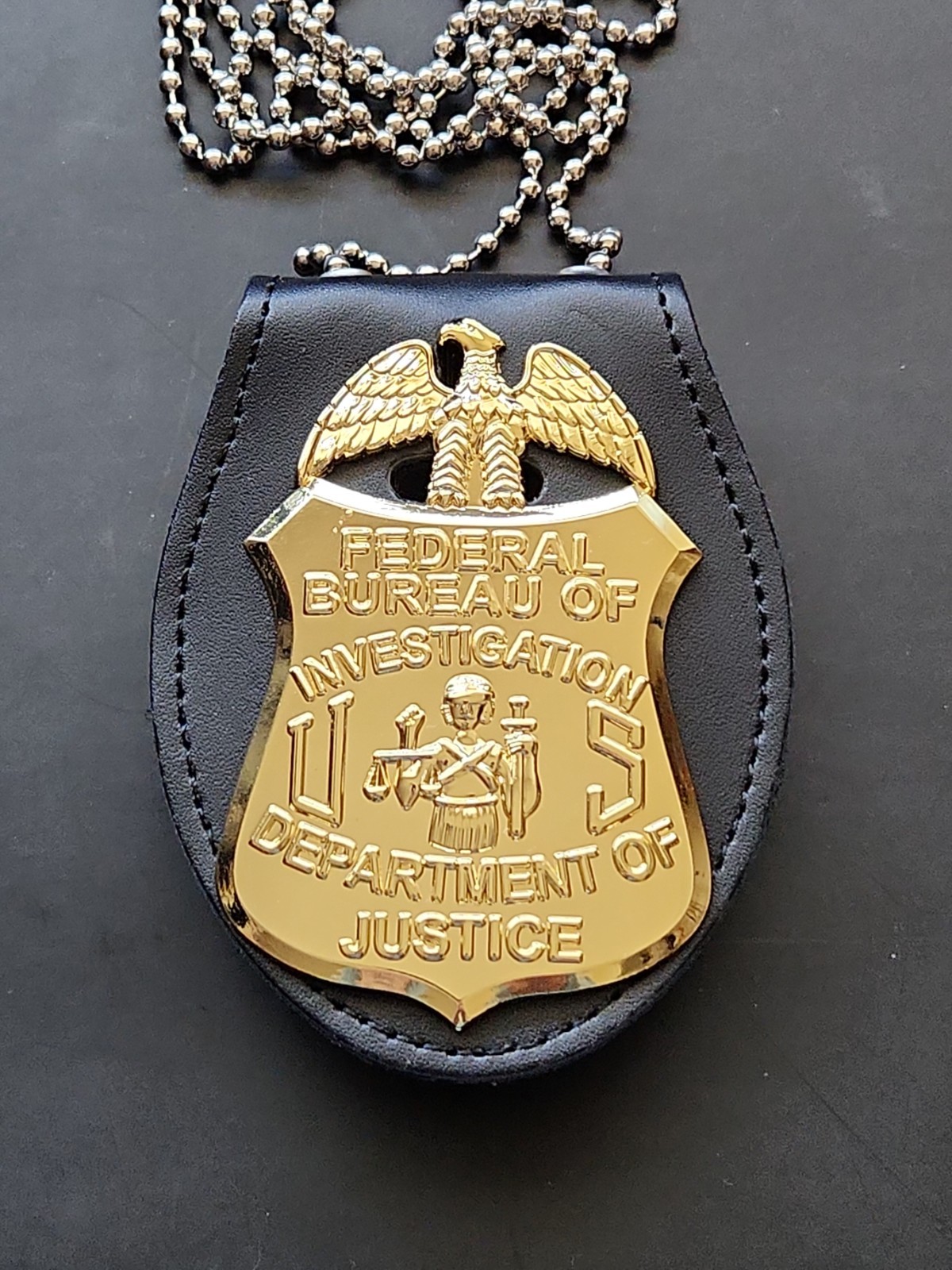 FBI Replica Metal Badge with Holder, for Cosplay, Movie Prop, and Collectors