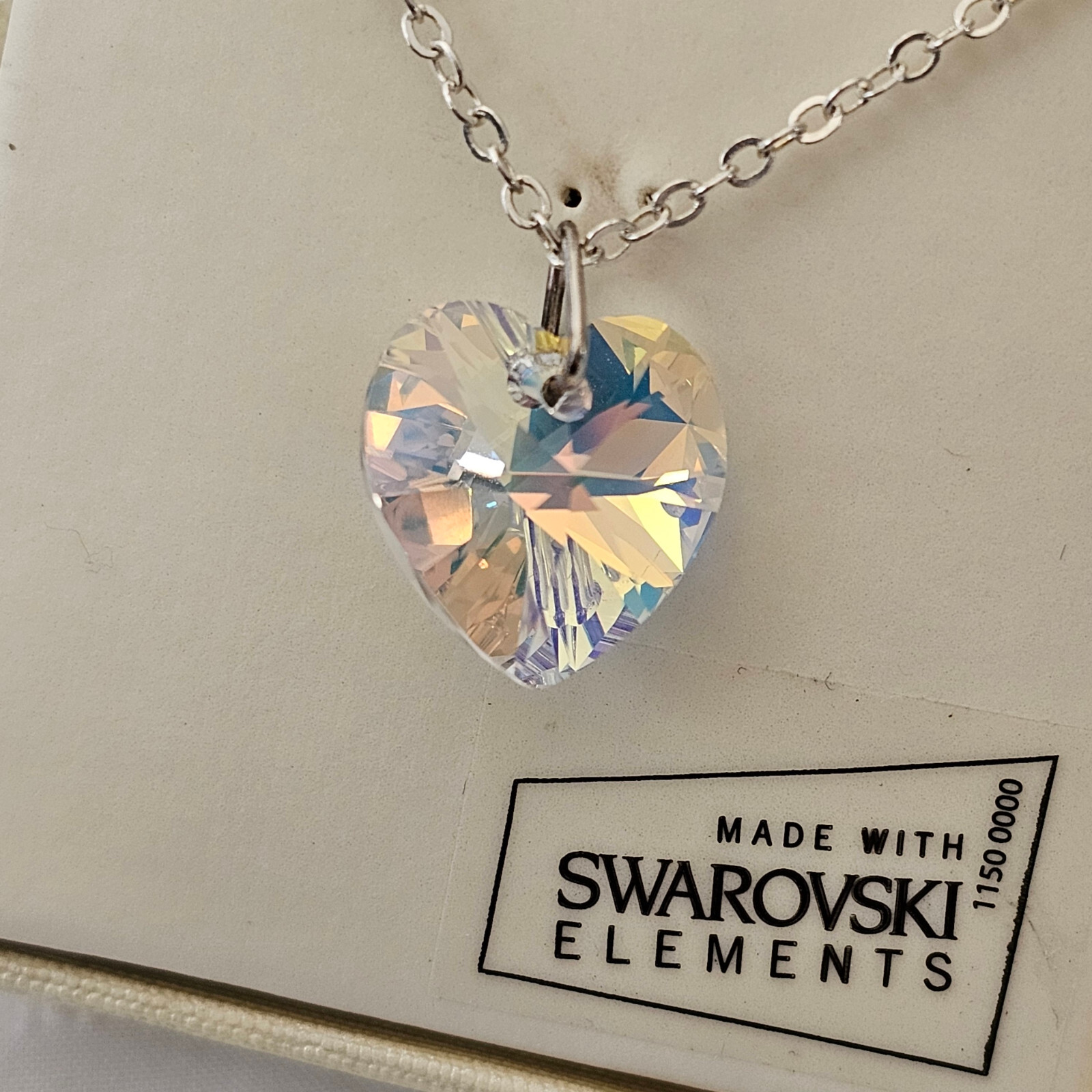Aurora Borealis AB Made with Swarovski Elements Crystal Love Heart Necklace