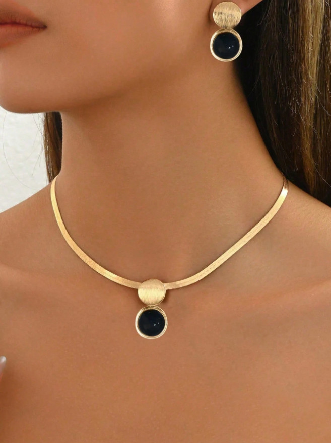 3PCS Elegant Necklace Earrings Jewelry Set For Women Faux Pearl Heart Pendant US