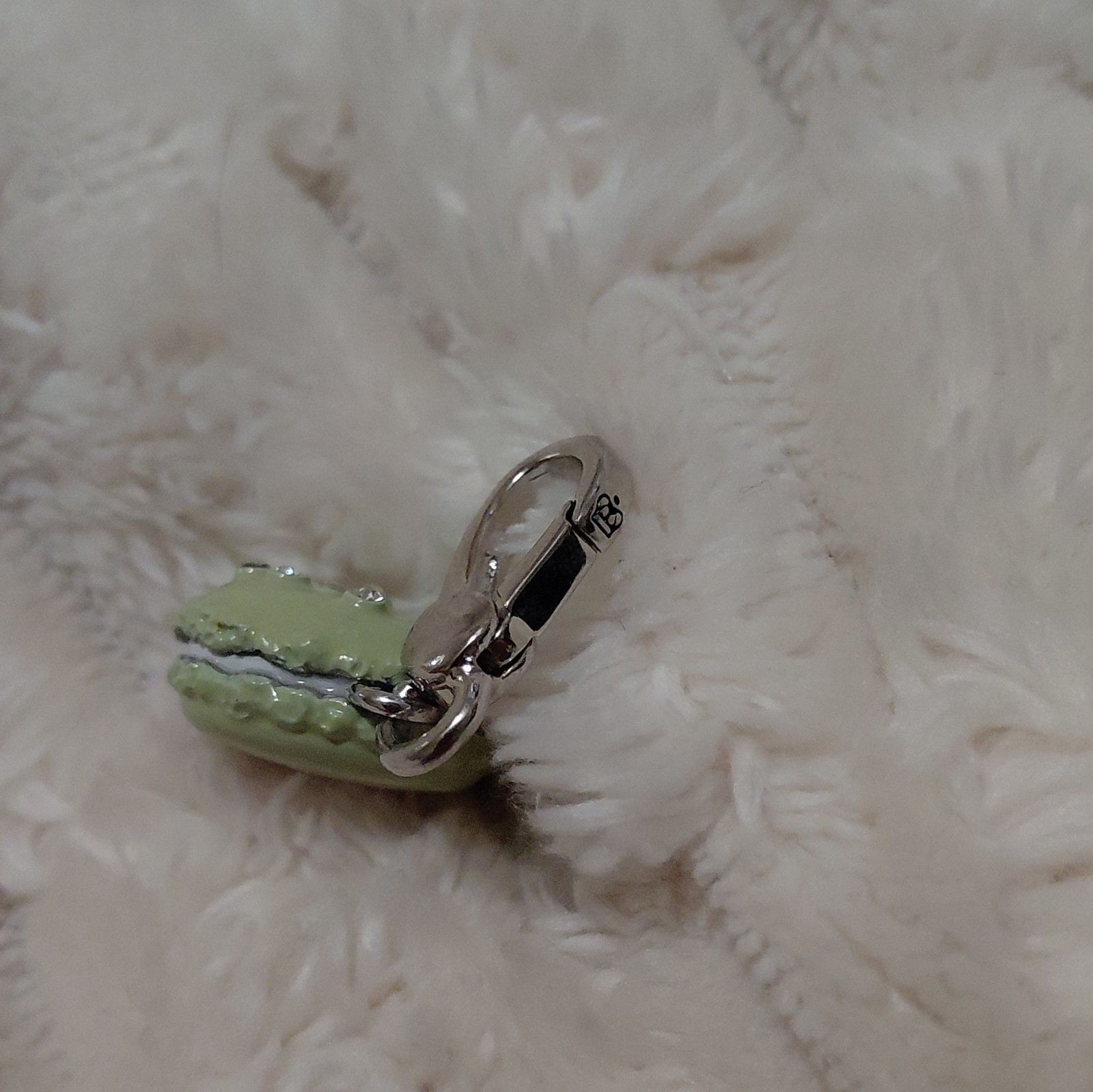 Juicy Couture-Green Enamel Macaron Dangle Charm Love Theme White Crystal Clasp