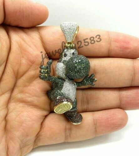 5.8Ct Multicolor Cubic Zirconia Men’s Happy Character Pendant 925 Silver