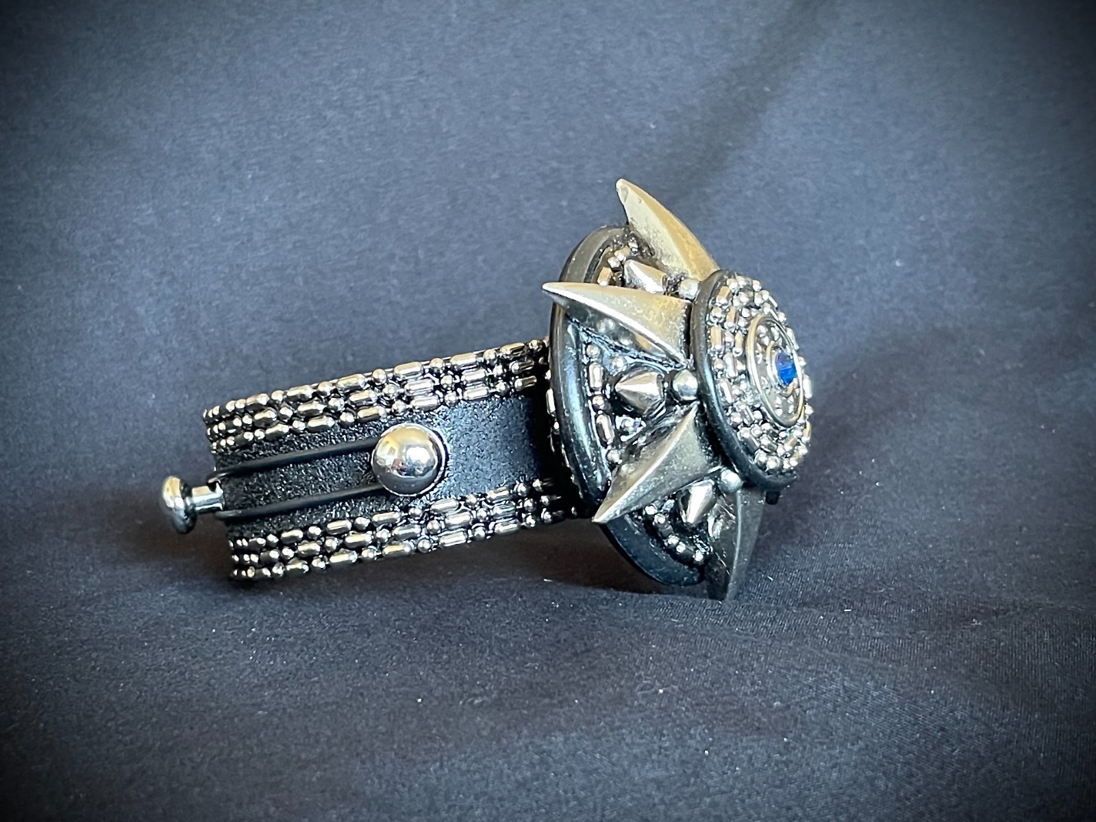 SwitchCore Industrial Leather Cuff Astral Compass & Bone Circle OOAK