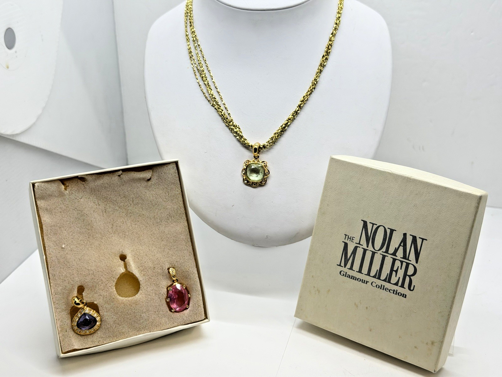 Nolan Miller Glamour Collection Interchangeable Pendants Chain Necklace 15-18″