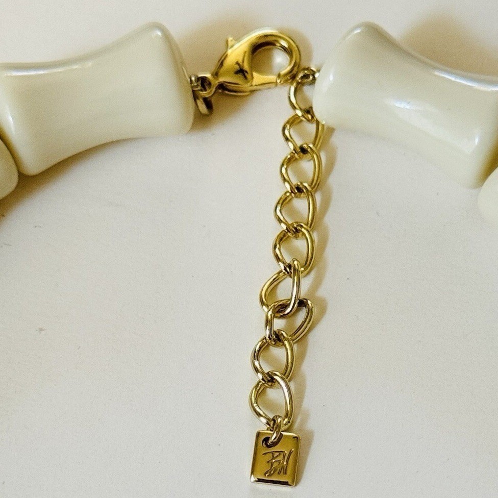 Butler Wilson BW Necklace Tiki Bar Lucite Bamboo Beads Chunky Statement Summery