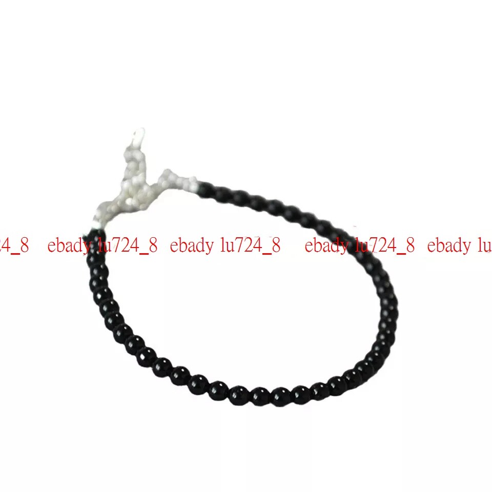 Beautiful Jewelry 6/8/10mm Black Agate Round Gemstone Beads Bracelet 7.5″