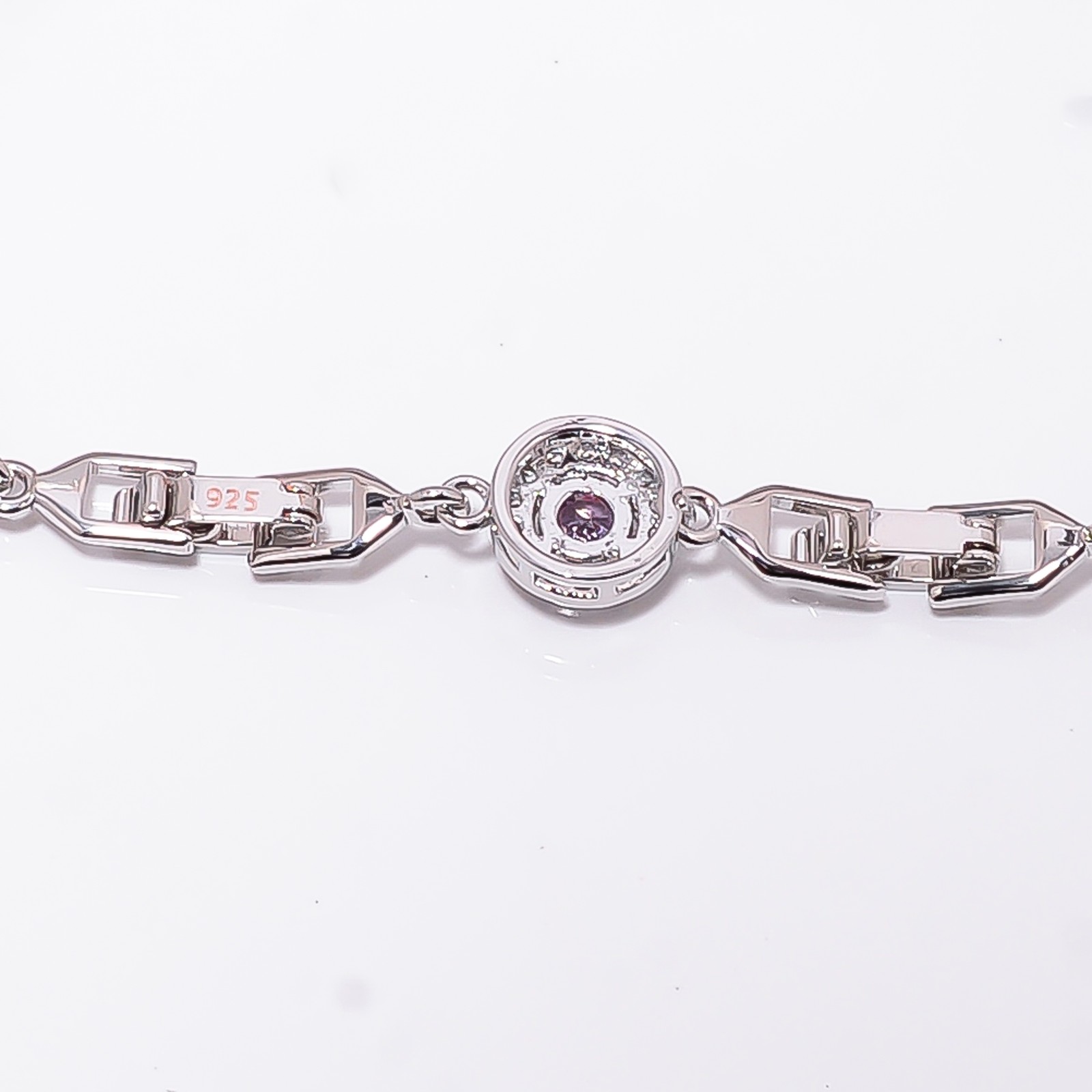 Purple Amethyst, CZ 925 Sterling Silver Adjustable Bracelet 7-8″ B134632