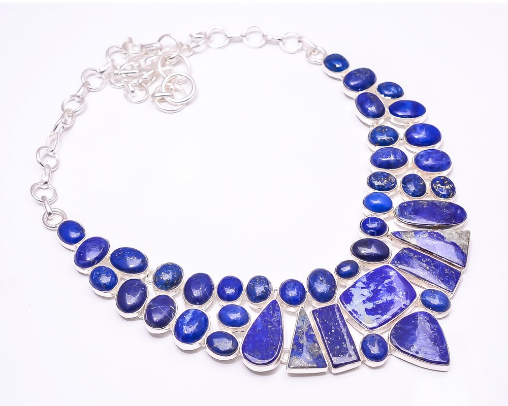 Natural Lapis Lazuli 925 Sterling Silver Necklace 16-17.99″ N5, Christmas Gift