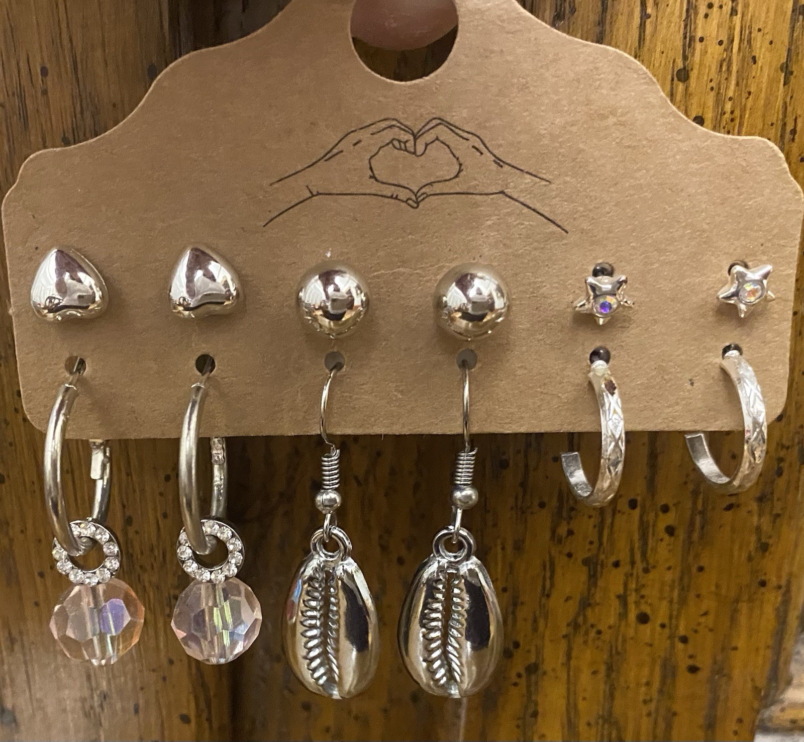 SIX PAIRS of NEW Silver Tone Versatile Everyday Earrings Some with Rhinestones
