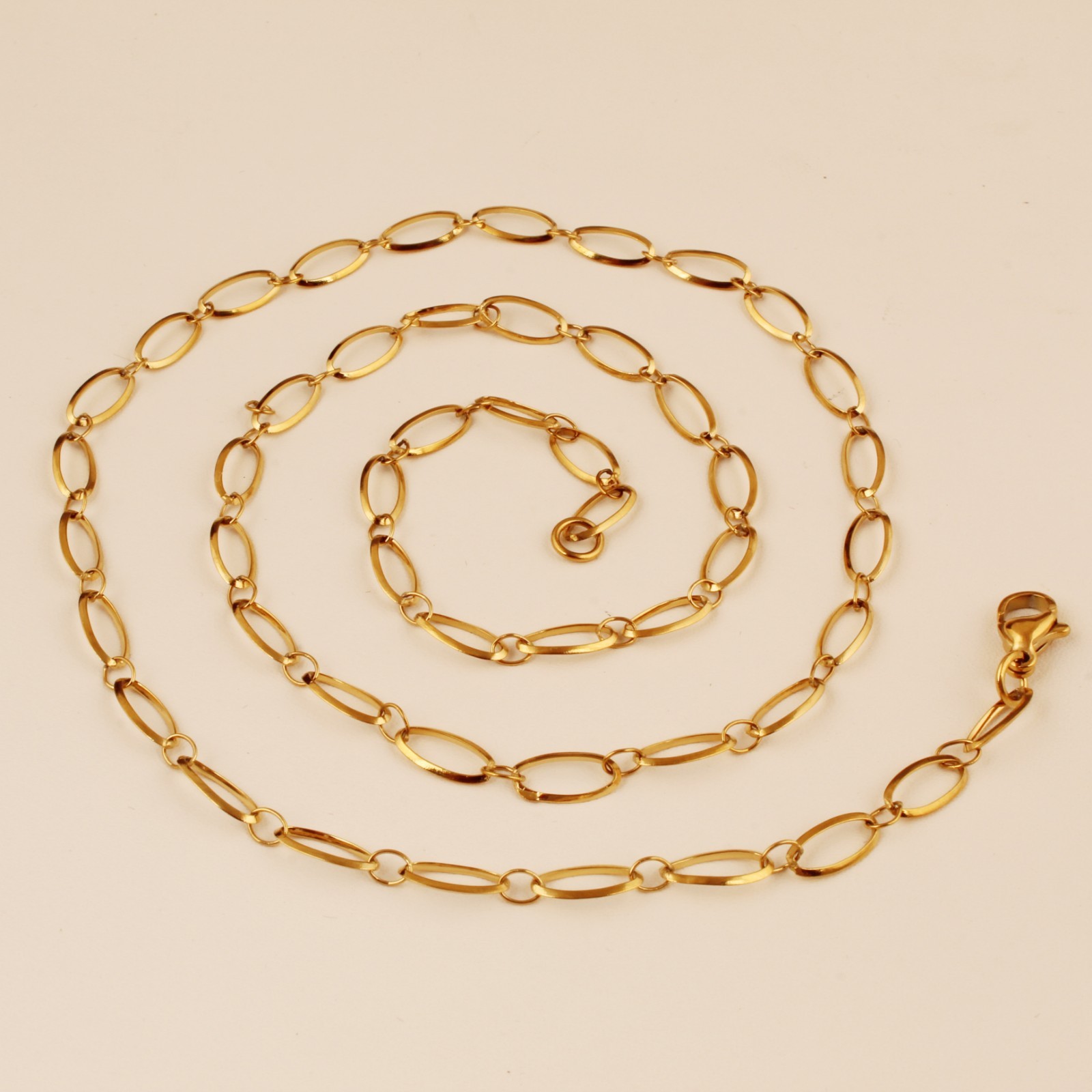 Gold Plated Oval Link Chain Necklace for Men & Women Designer Chain 22 Inch