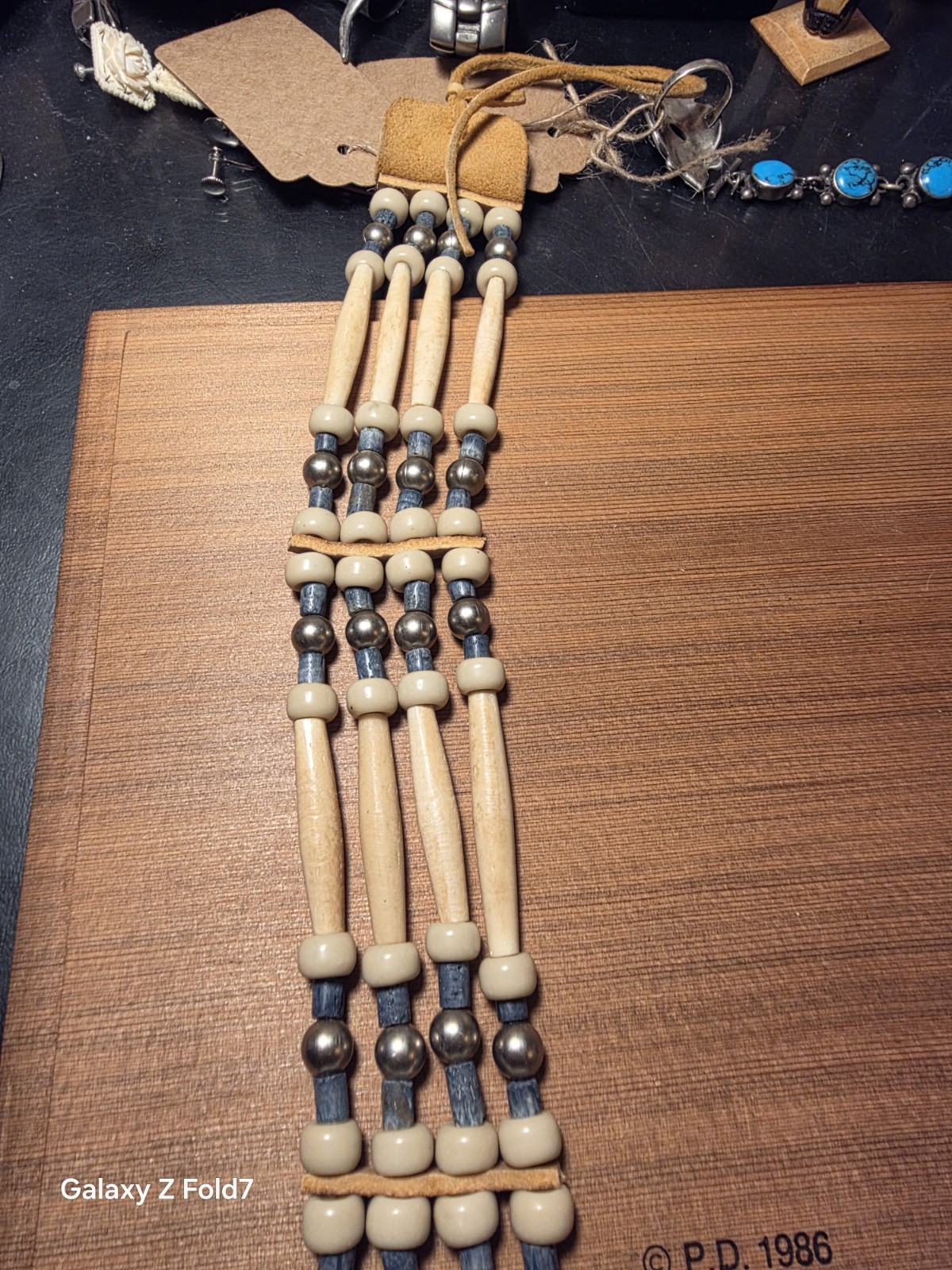Antique Beaded chocker From 1930s.northwest Alaska Region.l8leli Walris Bone.