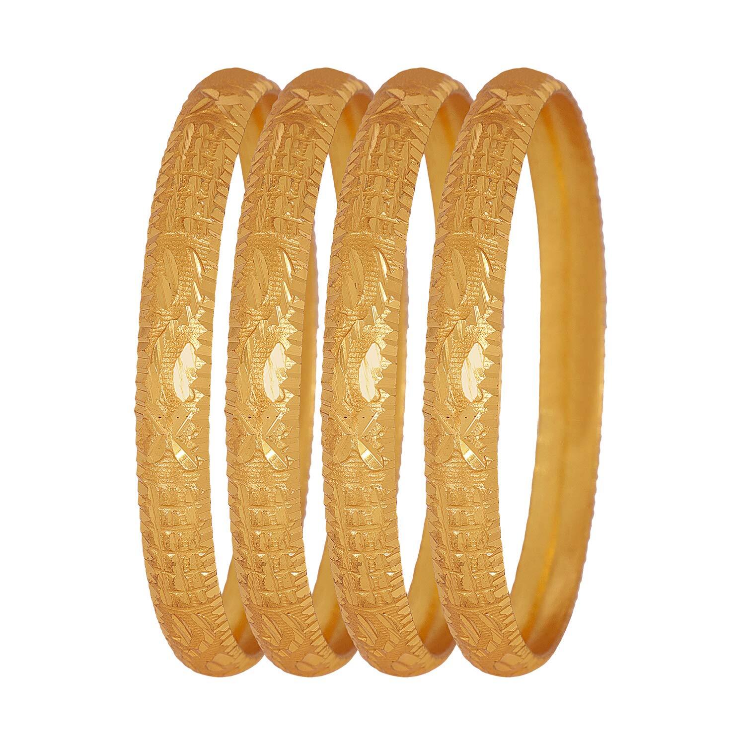 Fashion Set of 4 Latest One Gram Gold Plated Traditional Bangles for Women and G