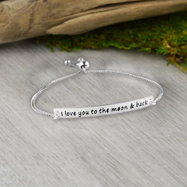 Solid sterling Silver “I Love You To the Moon and Back” Adjustable Bracelet