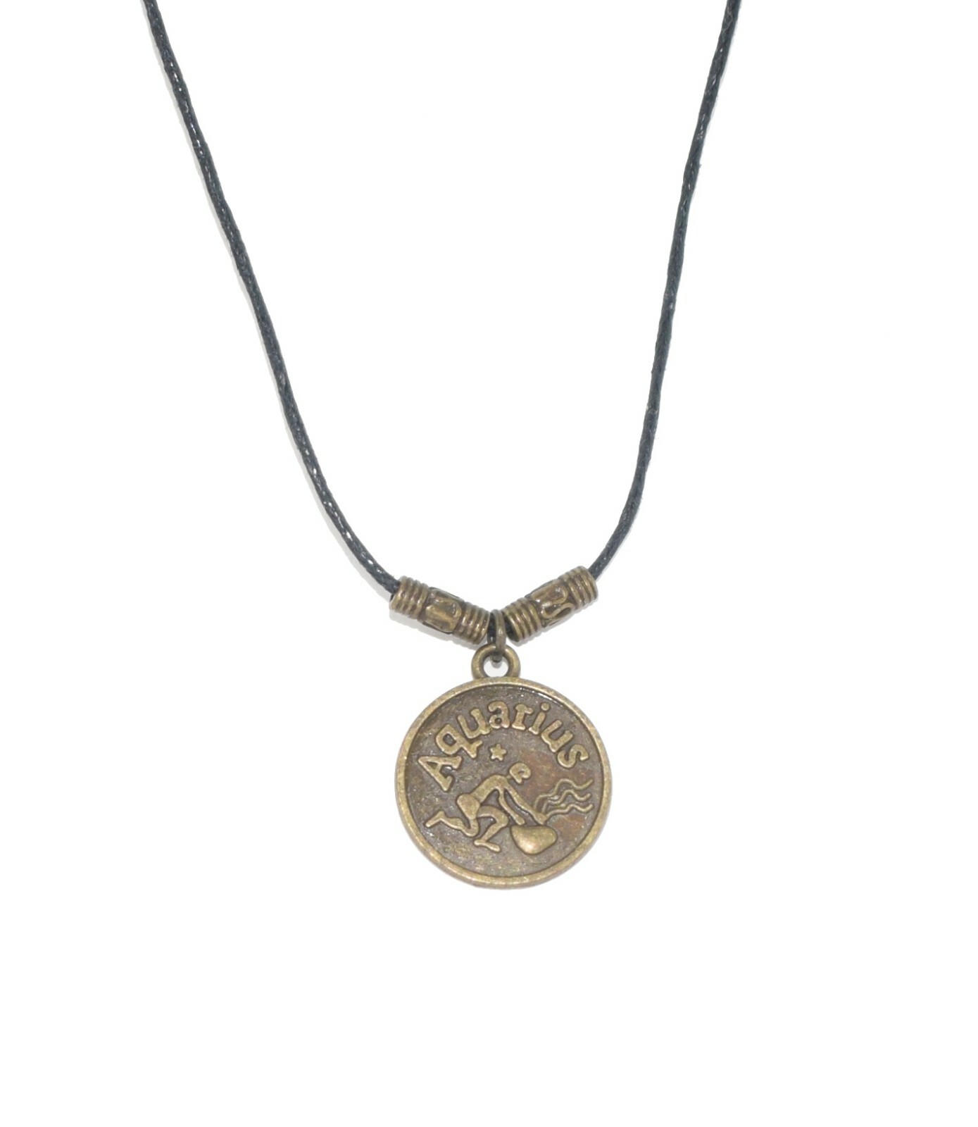 Aquarius necklace metal alloy charm/pendant on 1mm waxed cotton cord adjustable