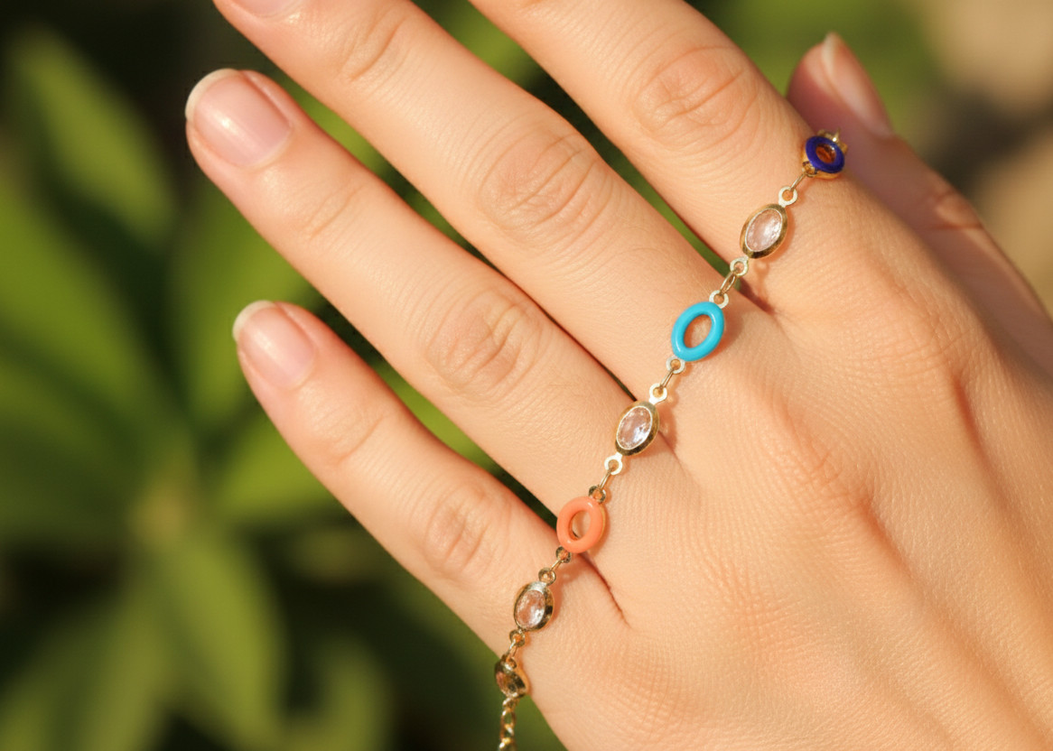Gold Color Multicolor Charm Anklet for Women Minimalist Beaded Boho Designer