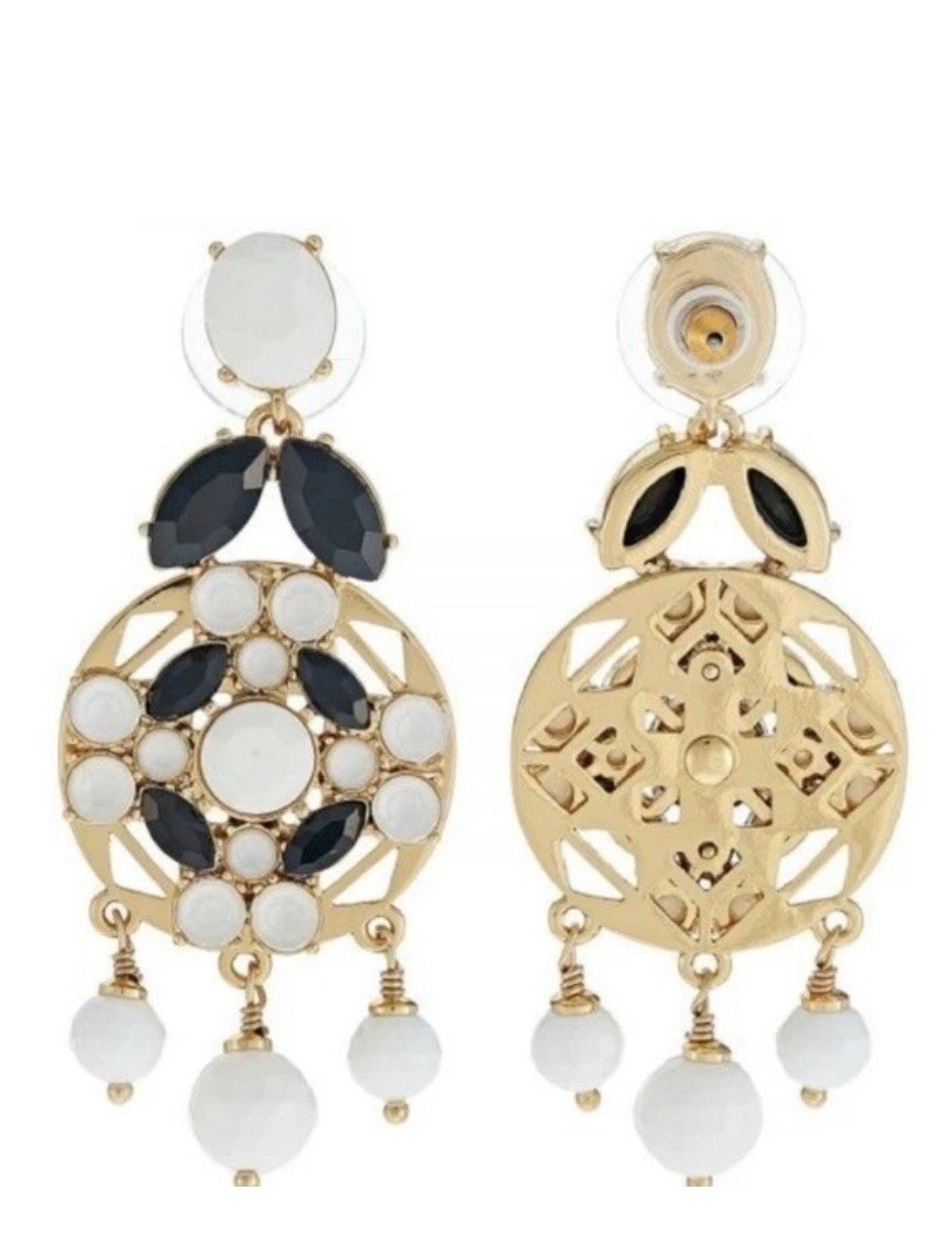 New Kate Spade Jeweled Tile 12K Gold Plated Chandelier Retail $98 Earrings