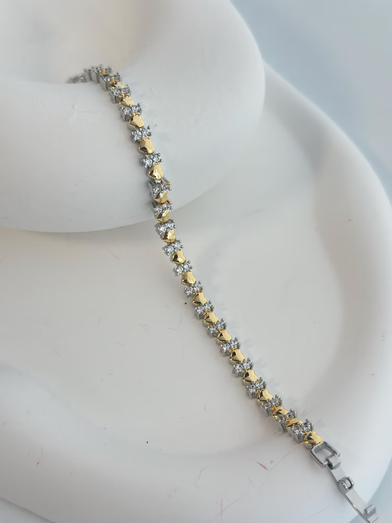 8.15Ct Round Simulated Diamond 925 Yellow Sterling Silver Dainty Tennis Bracelet