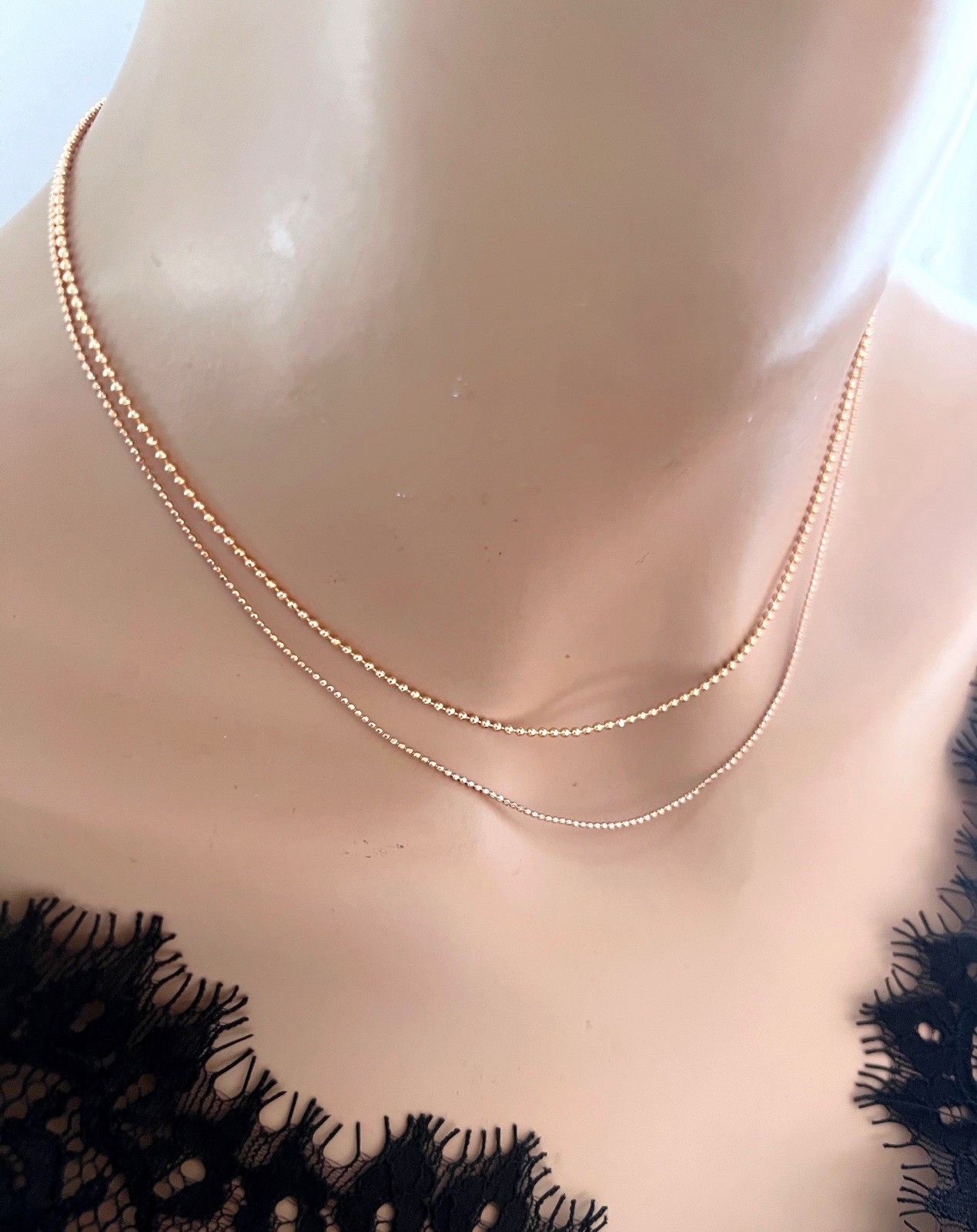 Rose Gold Ball Chain Necklace Layered Chain Necklace