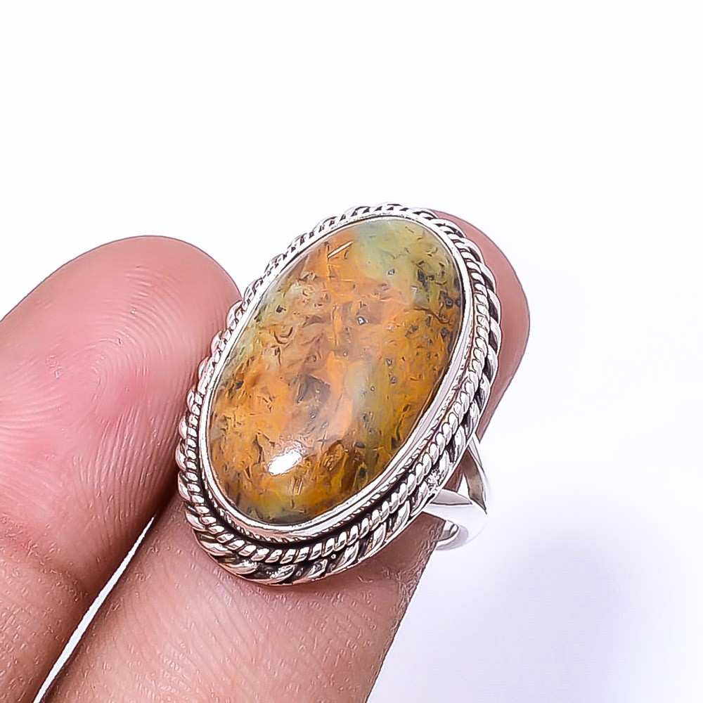 Natural Chrome Chalcedony 925 Sterling Silver Ring S.8 R44621947, Christmas Gift