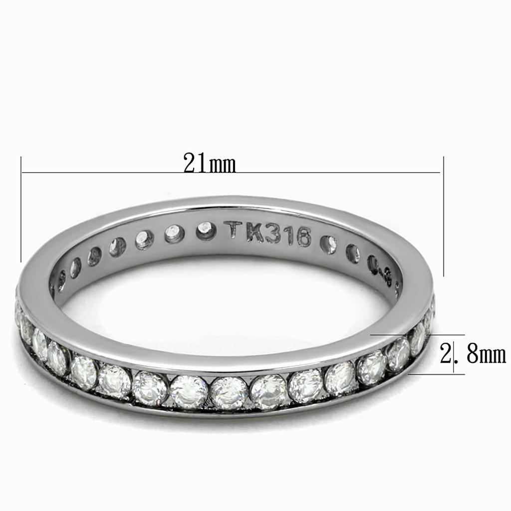 TK2343 – High polished (no plating) Stainless Steel Ring with AAA Grade CZ in