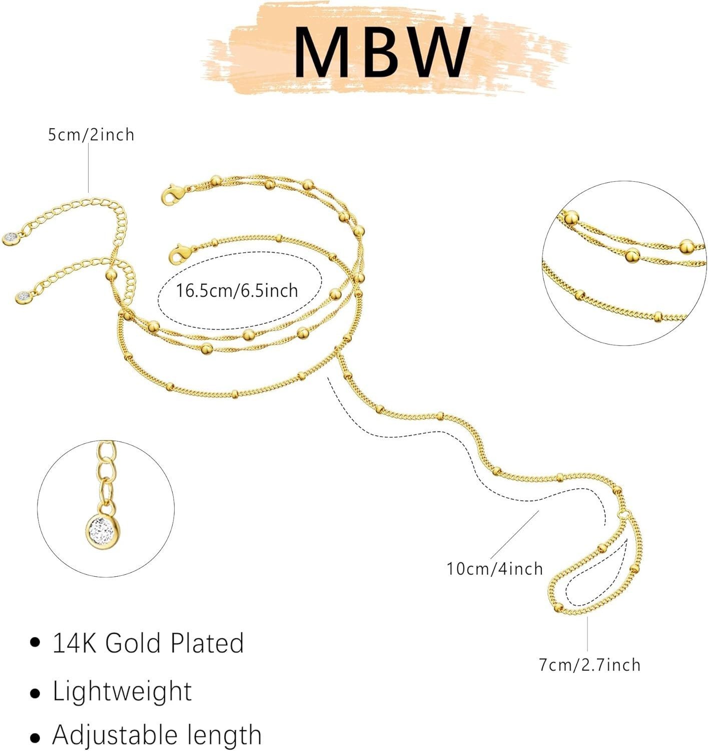Tarnish-Free 14K Gold and Cubic Zirconia Bracelet Set for Everyday Elegance
