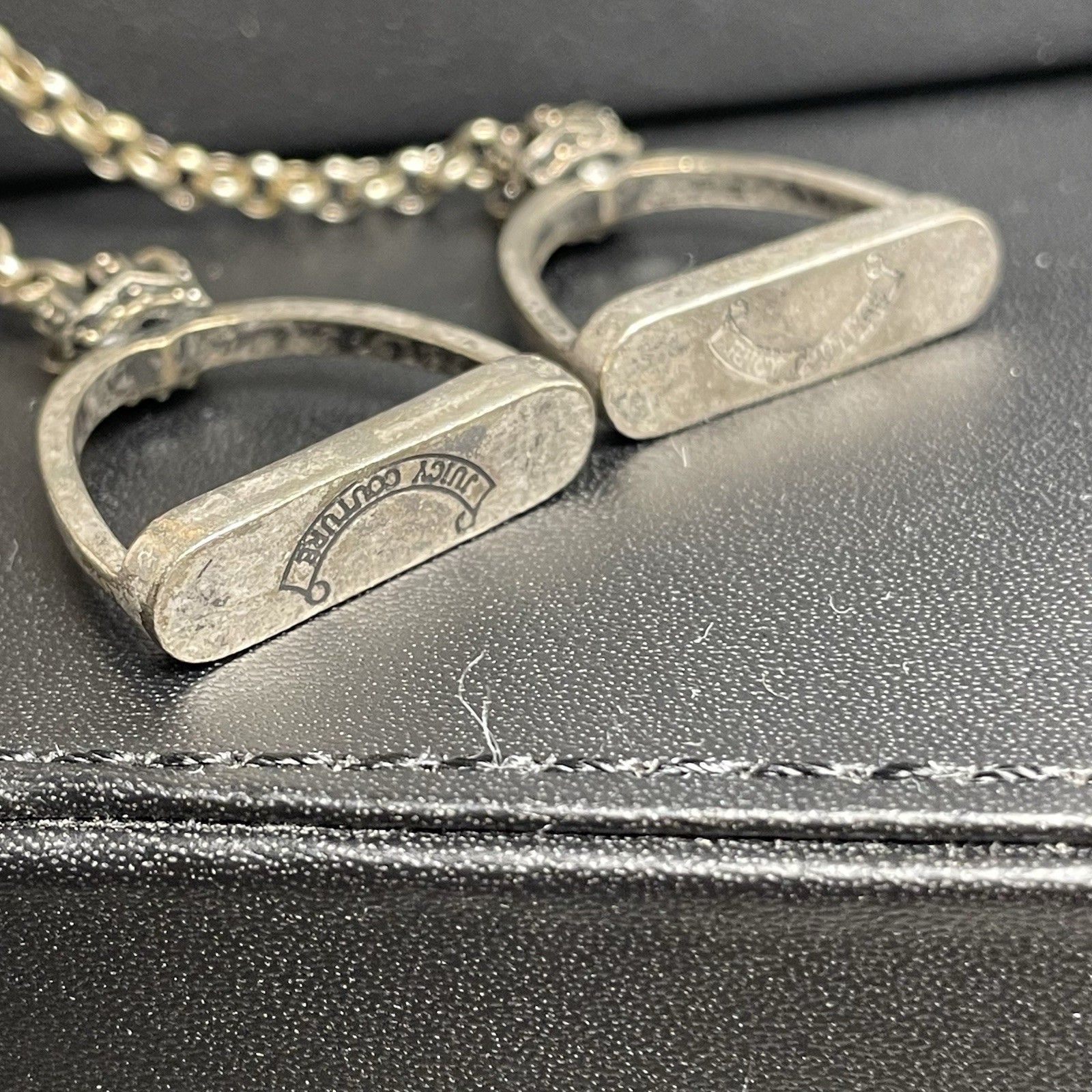 Juicy Couture Necklace Horse Shoe Stirrups Leather Gold Tone 3 Pieces Equestrian