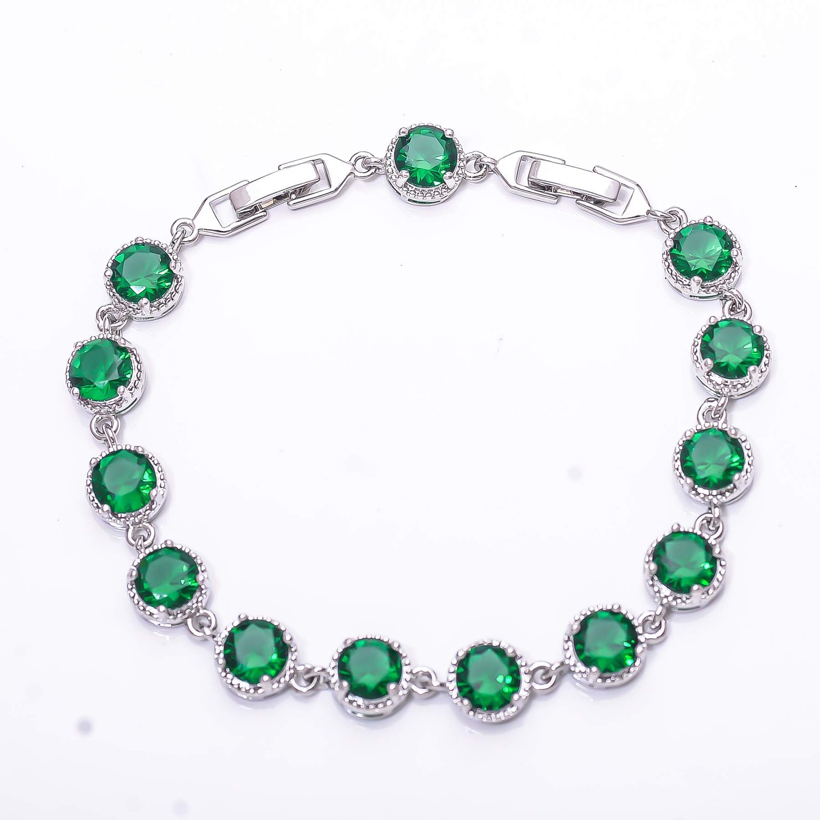 Tsavorite Gemstone 925 Sterling Silver Tennis Bracelet 7.99″ B85, Gift for her