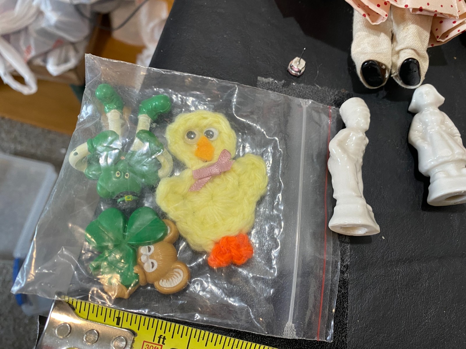 Farrell’s doll hat enamelware plate figures pins brooch teddy bear toy lot