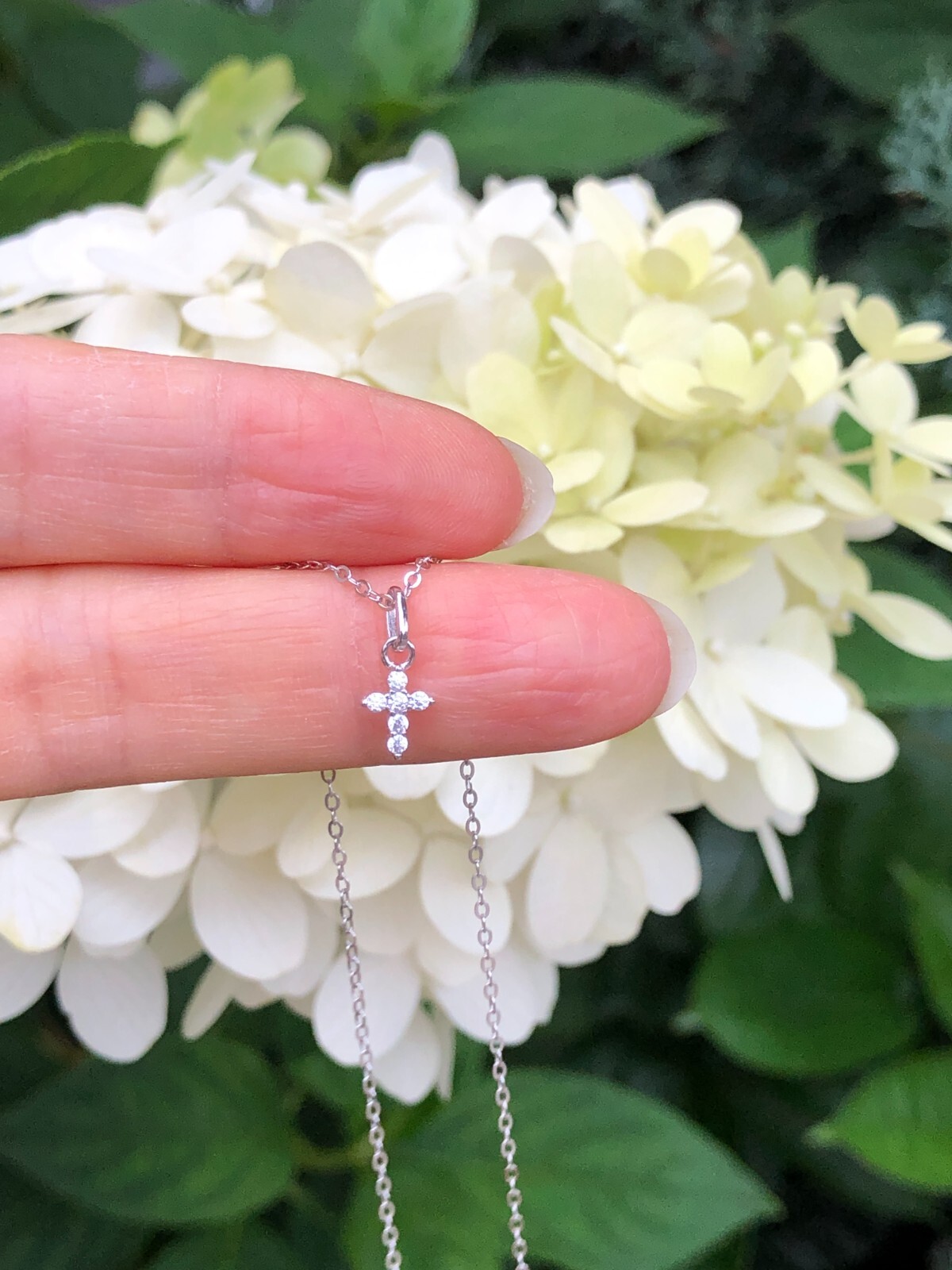 Dainty Cz Cross Necklace 925 Sterling Silver Mini Cross Pendant Womens 5.5mm 18″