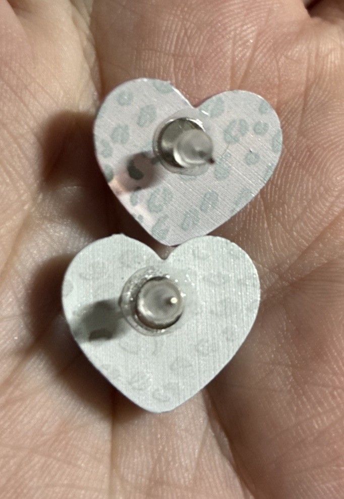 Handmade Blue/purple Chunky Heart Leopard Print Stud Earrings Cute Gift Novelty
