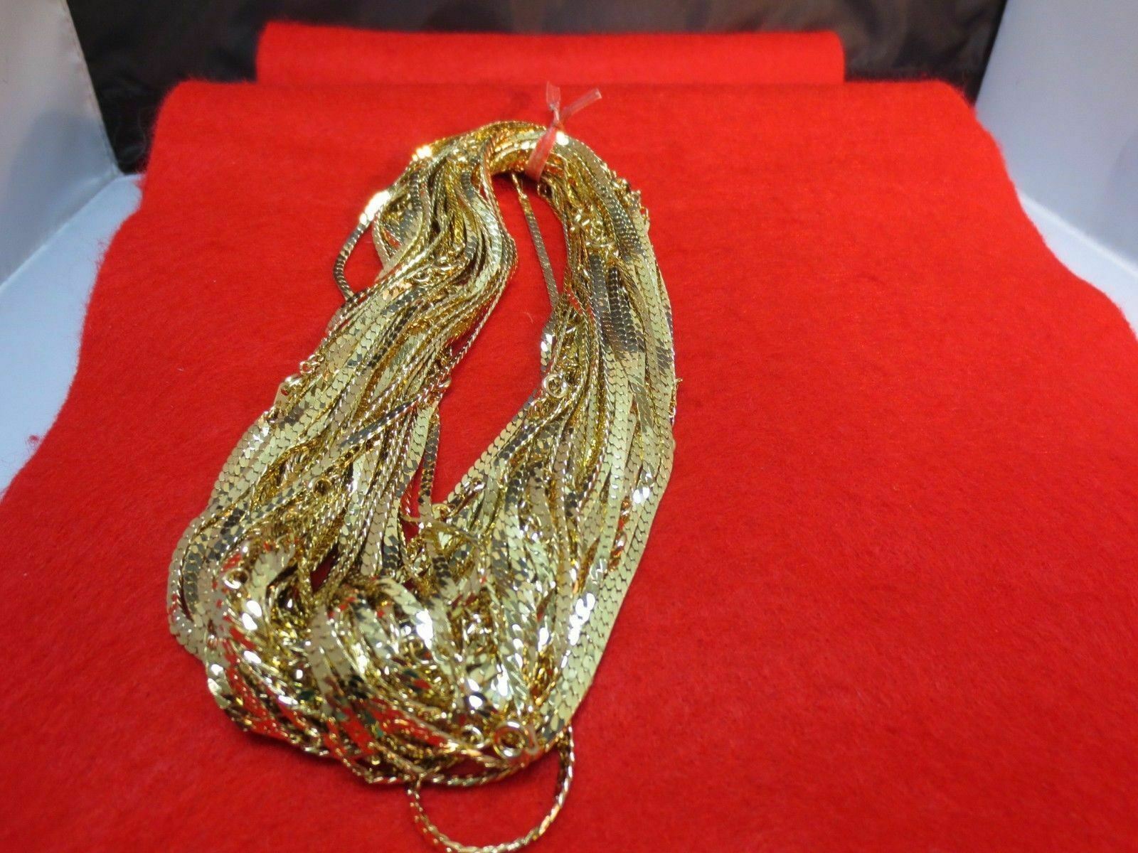 WHOLESALE LOT OF 50 14KT GOLD PLATED 16 INCH 2.5MM HERRINGBONE CHAIN NECKLACE