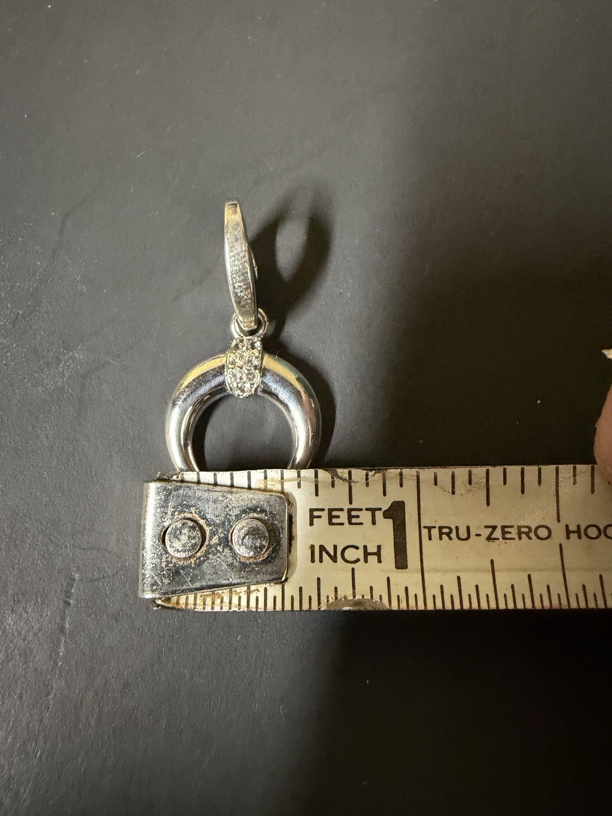 Sterling Silver 925 Crescent Moon Charm Pendant w/Clear CZ and enhancer bail
