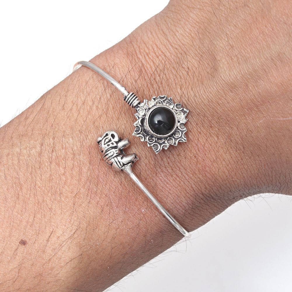 Black Spinal Gemstone Handmade Jewelry Cuff Bracelets 7”Adjustable