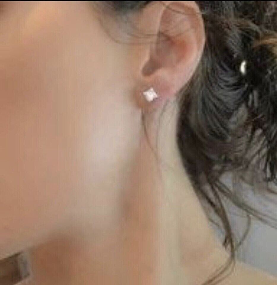 1Ct Princess Cut Simulated Diamond Women Stud Earring 14k Rose Gold Plated