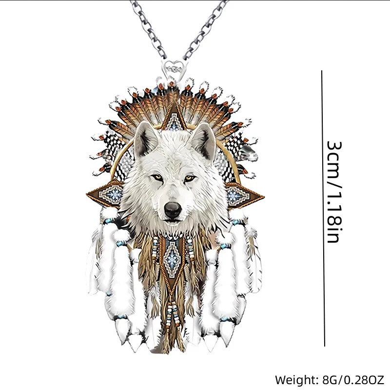 Jewelry Native American White Wolf Wolves Nature Pendant Necklace