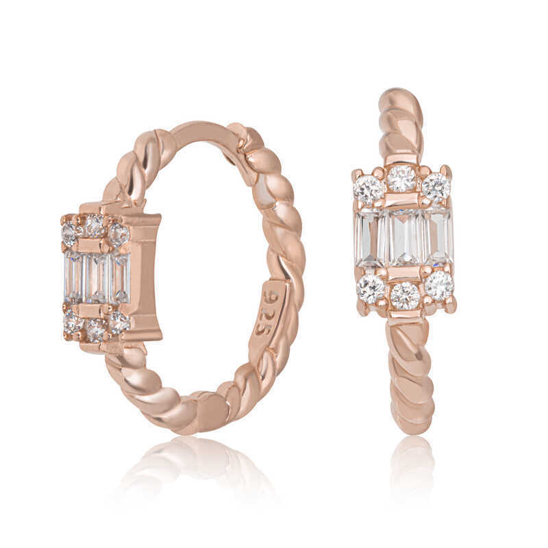 925k Luxurious Rose Gold Baguette Earrings: Elevate Your Style on eBay