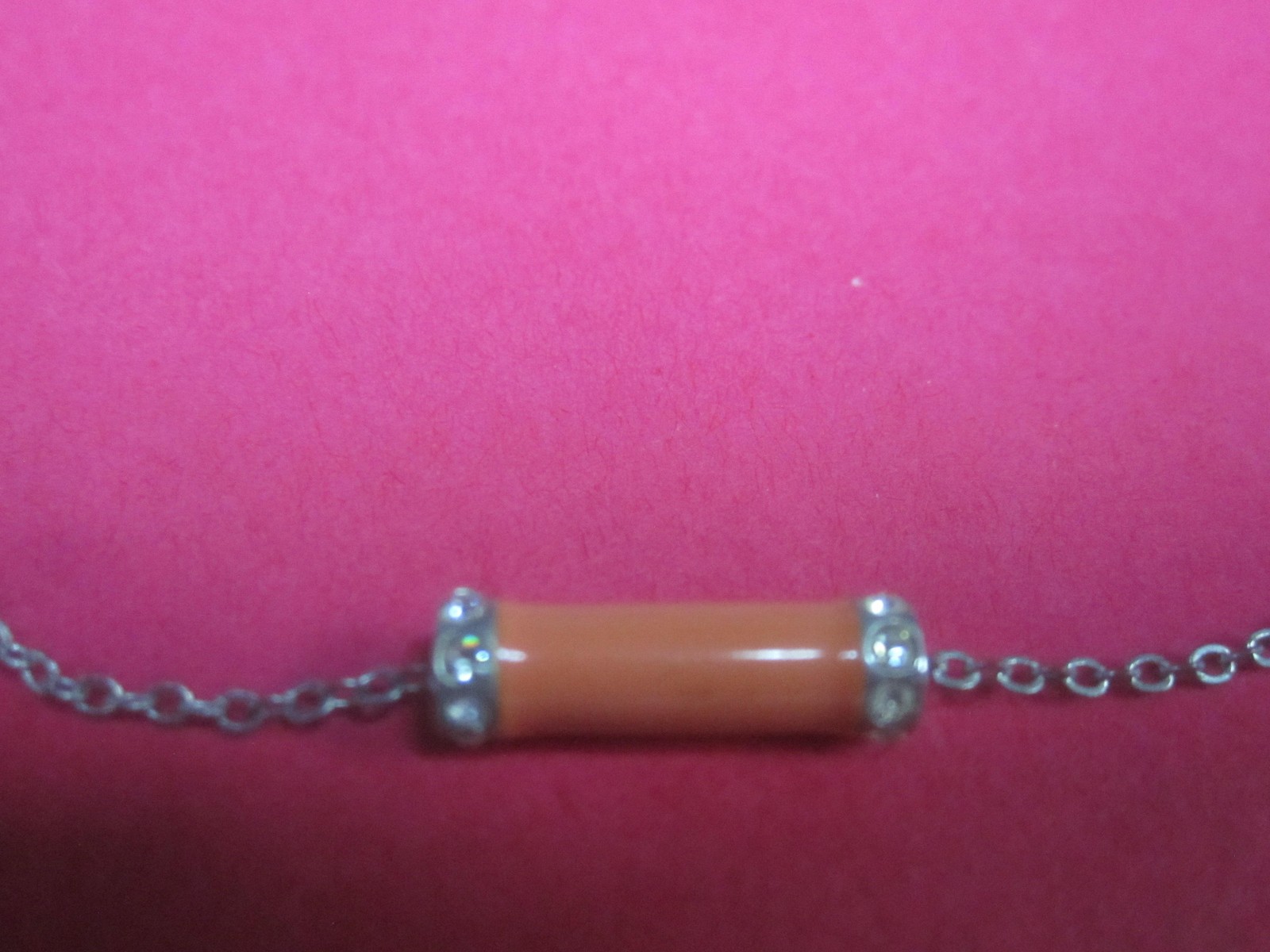 Lea Sophia Necklace Silver Tone Orange Bar Pendant Rhinestone Womens Jewelry