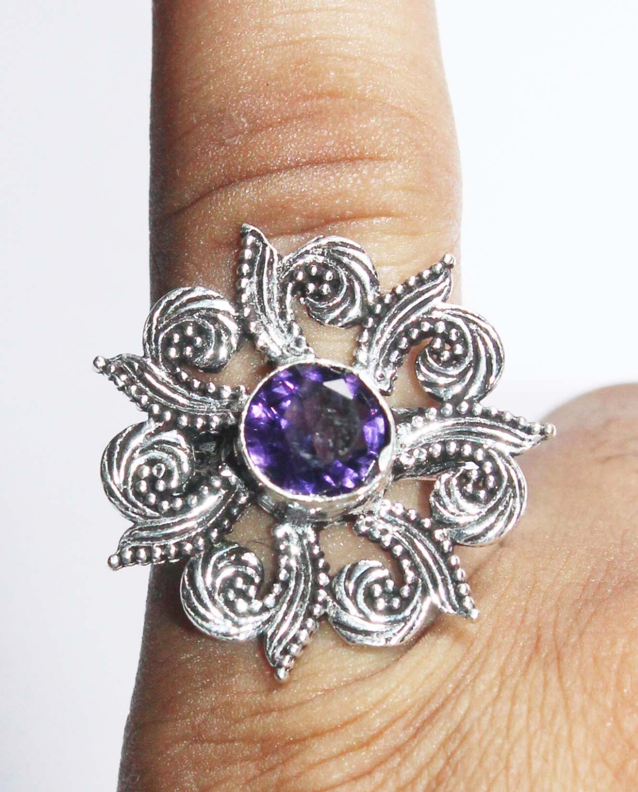 Top Quality Purple Amethyst Gemstone Handmade Ring Jewelry Ring Size 9 Inches
