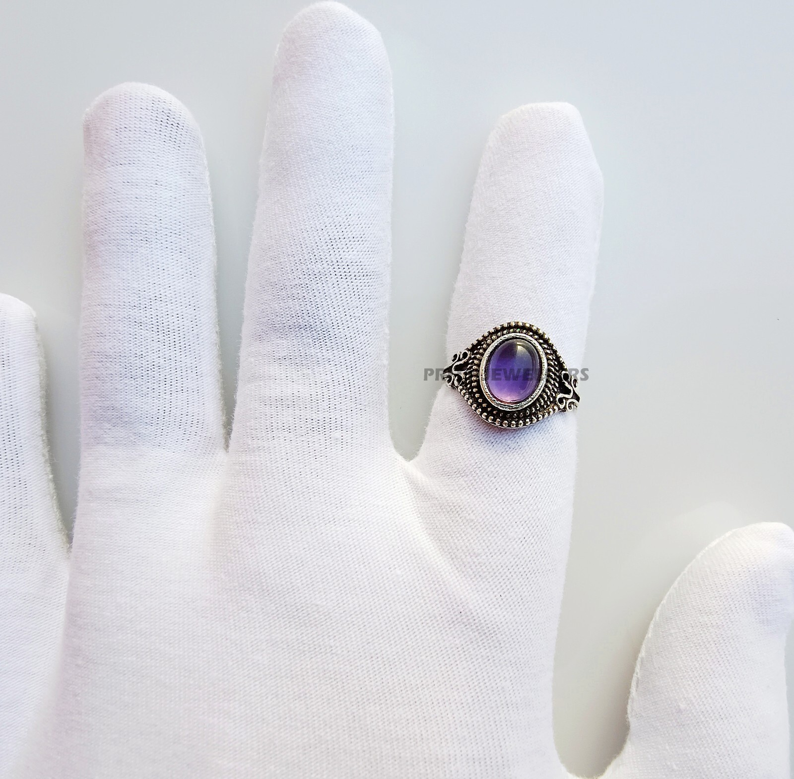 Natural Amethyst Silver Plated Ring, Handmade Antique Ring, All Size Available
