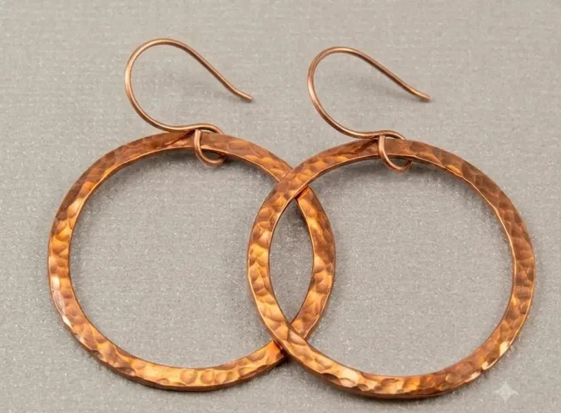 1 Pair Pure Copper Healing Hook Earrings, Jewelry Spiritual Kriya Round