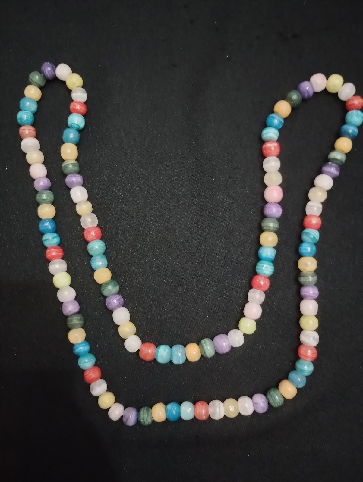 Multicolor Pastel Beaded Necklace, Ball/Bead Chain, No Stone