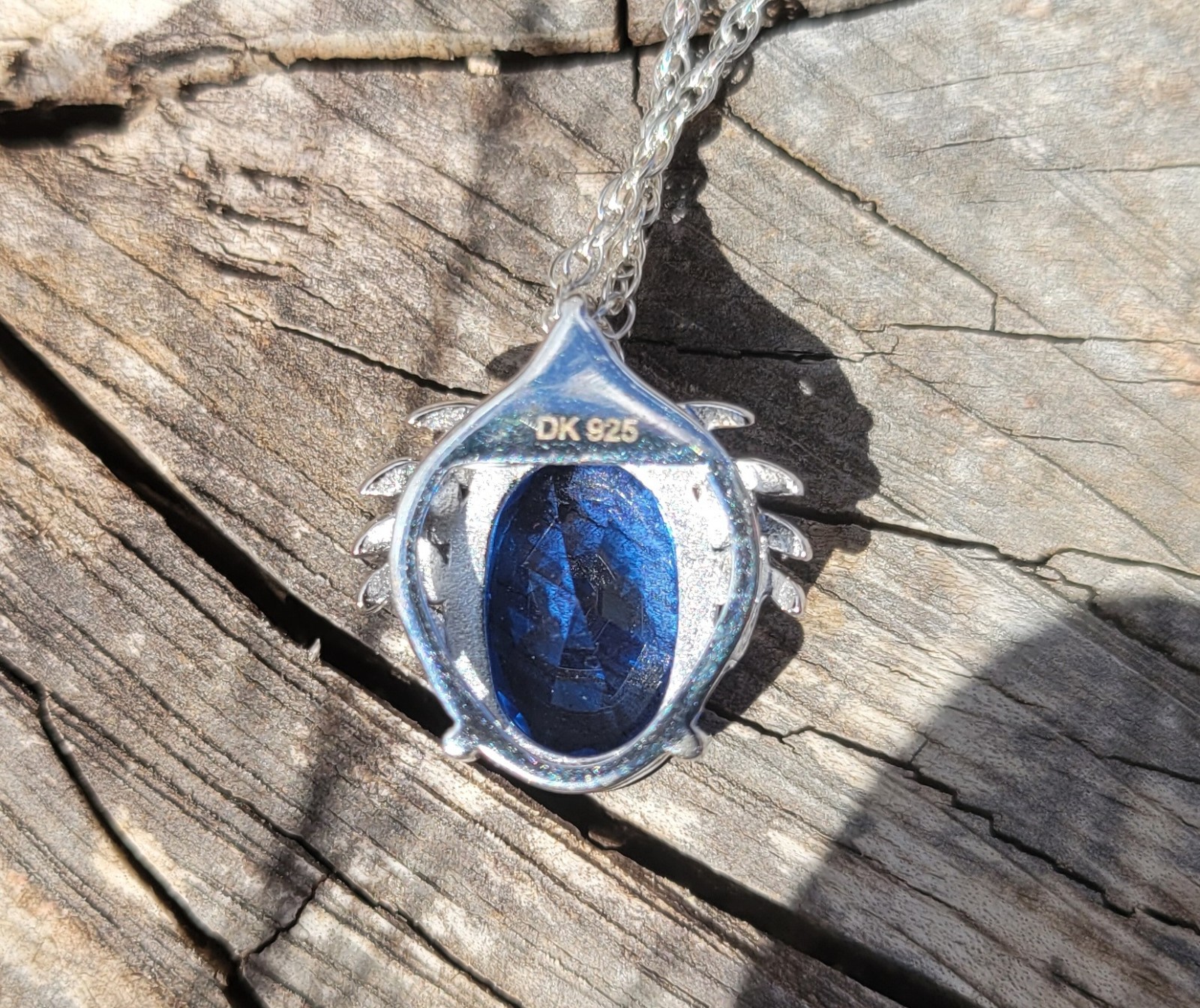 4.10 Ct Blue Saphire? Lab? Cz? 925 S/S Necklace