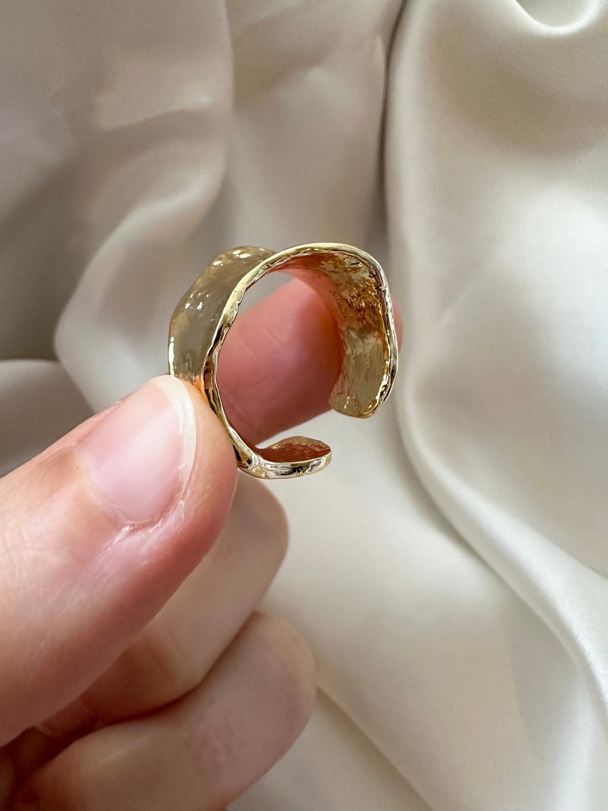 Gold Chunky Ring, Gold Hammered Ring, Stackable Adjustable Open Ring, Statement